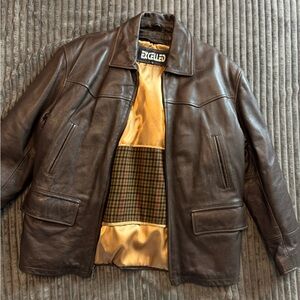 Excelled Men's Dark Brown Leather Jacket